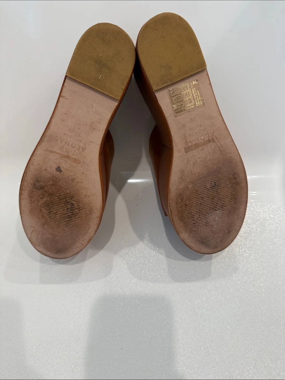 ALOHAS Chestnut Leather Platform Slide Sandals